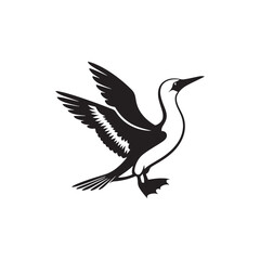 Booby Bird Silhouette Vector Design – Bold Coastal Seabird Graphic Featuring Iconic Pose, Minimalist Black Outline Style, Marine Wildlife Art Perfect for Prints, Logos, and Decor
