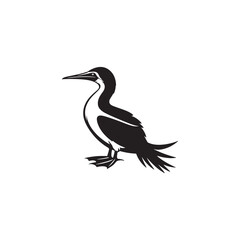 Booby Bird Silhouette Vector Design – Bold Coastal Seabird Graphic Featuring Iconic Pose, Minimalist Black Outline Style, Marine Wildlife Art Perfect for Prints, Logos, and Decor

