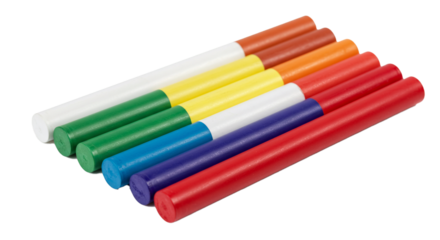 Colorful wooden rods bright rainbow color educational toys for kids learning and sensory play activity on transparent background