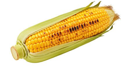 Grilled corn on the cob summer bbq recipe sweet corn kernels husk vegetarian vegan healthy food 100 on transparent background