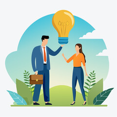 Mentor, advisor to motivate employee or inspiration, training or guidance help personal development to reach success, coaching concept, businessman mentor help employee to get new light bulb ide