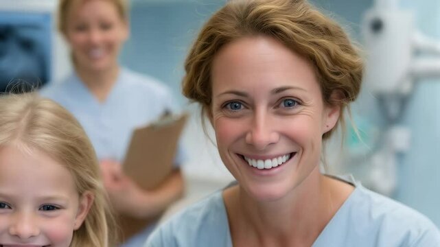 Happy Child with Dentist in Clinic