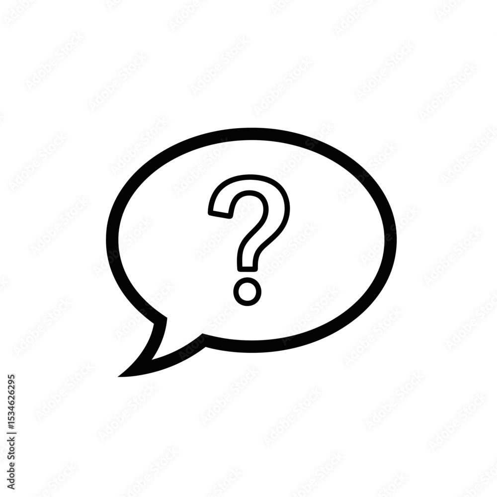 Poster vector icon of a speech bubble with a question mark symbol
