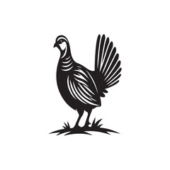Chukar Partridge Silhouette Vector Design – Elegant Game Bird Artwork Featuring Distinctive Stripes, Bold Stance, Minimal Black Outline Style Perfect for Nature Prints, Logos, and Decor
