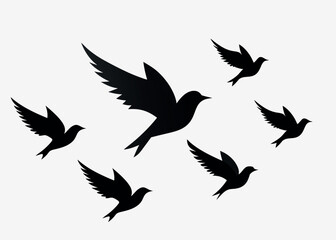 Obraz premium Flying Birds Group Vector Silhouette