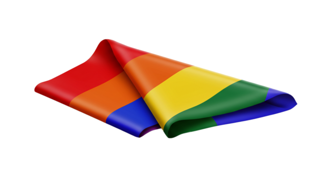 Pride month lgbtq+ rainbow flag illustration for gay lesbian bisexual transgender queer rights celebration on transparent background