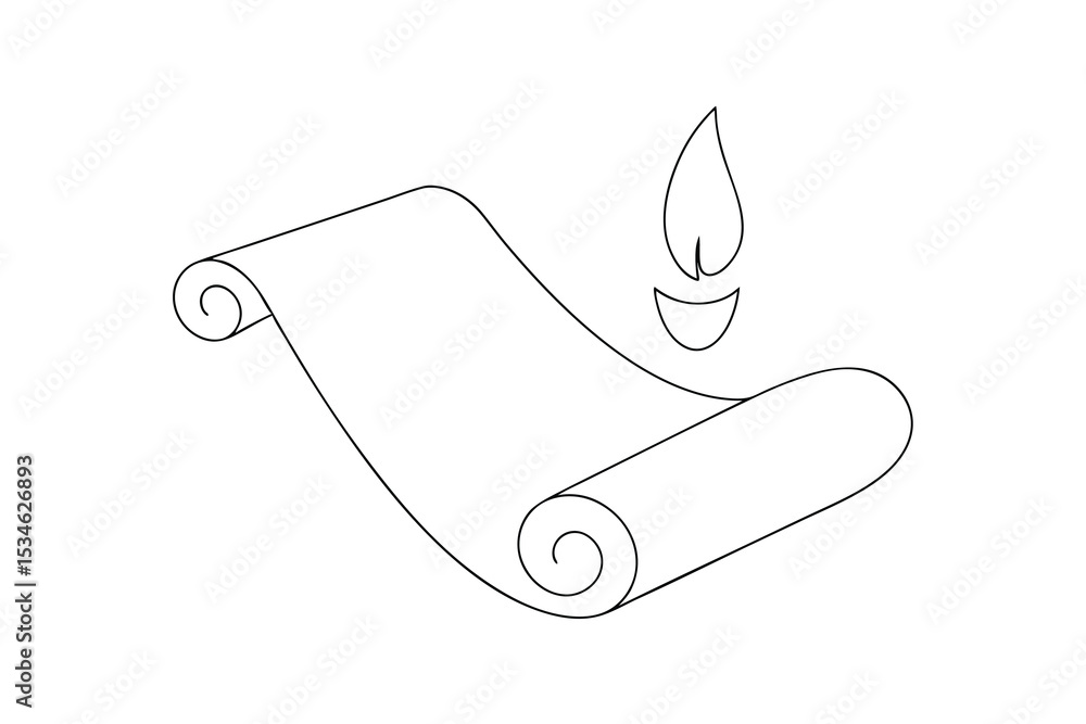 Poster rolled scroll with simple candle flame design element