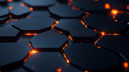 An abstract neural network illustration with glowing  hexagons connected by thin lines, symbolizing artificial intelligence and complex digital connections