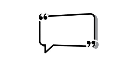 Quote bubble vector graphic design template for speech text message box black and white minimalist style on transparent background