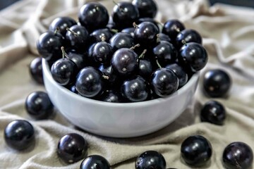 Beautiful and juicy ripe jabuticaba fruits in fine detail