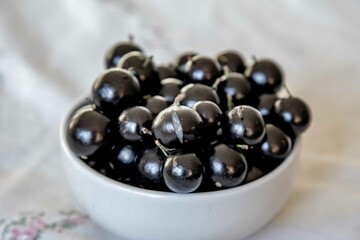 Beautiful and juicy ripe jabuticaba fruits in fine detail