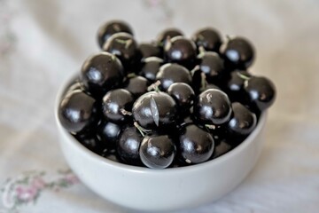 Beautiful and juicy ripe jabuticaba fruits in fine detail