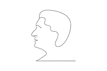 Minimalist line art profile of a person's head