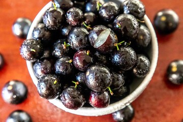 Beautiful and juicy ripe jabuticaba fruits in fine detail