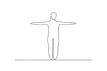 Simple line drawing human figure arms outstretched minimalist design