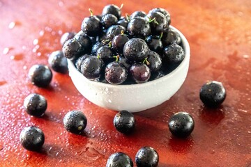 Beautiful and juicy ripe jabuticaba fruits in fine detail