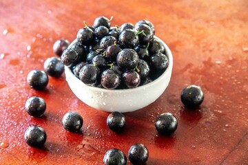 Beautiful and juicy ripe jabuticaba fruits in fine detail