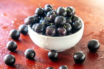 Beautiful and juicy ripe jabuticaba fruits in fine detail