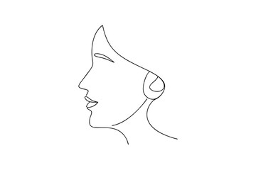 Elegant minimalist line art woman profile beauty fashion design