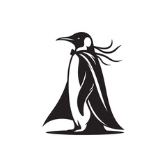 Obraz premium Emperor Penguin Silhouette Vector Art – Majestic Antarctic Bird Design in Bold Black Outline, Minimalist Wildlife Graphic Perfect for Cold Climate Themes, Logos, and Nature Decor 