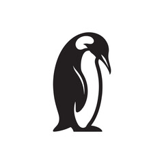Emperor Penguin Silhouette Vector Art – Majestic Antarctic Bird Design in Bold Black Outline, Minimalist Wildlife Graphic Perfect for Cold Climate Themes, Logos, and Nature Decor
