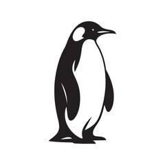 Obraz premium Emperor Penguin Silhouette Vector Art – Majestic Antarctic Bird Design in Bold Black Outline, Minimalist Wildlife Graphic Perfect for Cold Climate Themes, Logos, and Nature Decor 