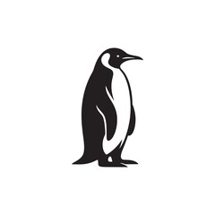 Fototapeta premium Emperor Penguin Silhouette Vector Art – Majestic Antarctic Bird Design in Bold Black Outline, Minimalist Wildlife Graphic Perfect for Cold Climate Themes, Logos, and Nature Decor 