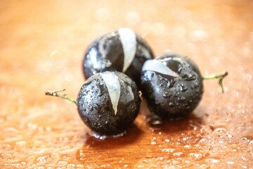 Beautiful and juicy ripe jabuticaba fruits in fine detail