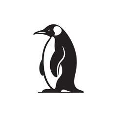 Naklejka premium Emperor Penguin Silhouette Vector Art – Majestic Antarctic Bird Design in Bold Black Outline, Minimalist Wildlife Graphic Perfect for Cold Climate Themes, Logos, and Nature Decor 