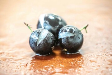 Beautiful and juicy ripe jabuticaba fruits in fine detail
