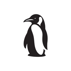 Emperor Penguin Silhouette Vector Art – Majestic Antarctic Bird Design in Bold Black Outline, Minimalist Wildlife Graphic Perfect for Cold Climate Themes, Logos, and Nature Decor
