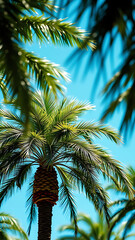 Summer palm tree craft art painting nature vertical