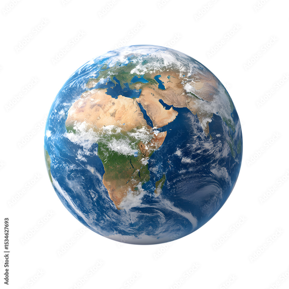 Wall mural realistic high resolution image of planet earth with visible continents clouds and oceans in a isola
