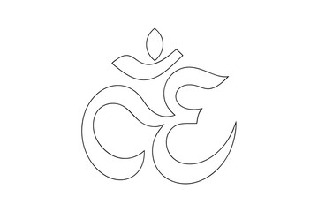 Om symbol outline spiritual meditation yoga hinduism design
