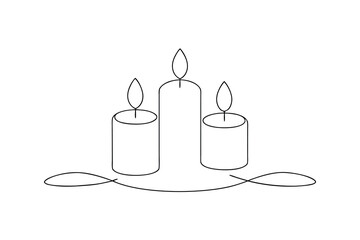Three candles line art minimalist design simple elegant