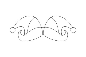 Festive elf hats simple line art design illustration