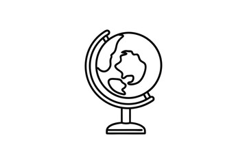 Simple line drawing of a desk globe world map