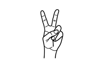 Hand gesture peace sign victory two fingers up