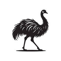 Emu Silhouette Vector Design – Tall Flightless Bird Graphic Featuring Distinctive Long Neck and Legs, Minimalist Black Outline Style Perfect for Wildlife Art, Logos, and Prints
