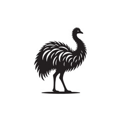 Emu Silhouette Vector Design – Tall Flightless Bird Graphic Featuring Distinctive Long Neck and Legs, Minimalist Black Outline Style Perfect for Wildlife Art, Logos, and Prints
