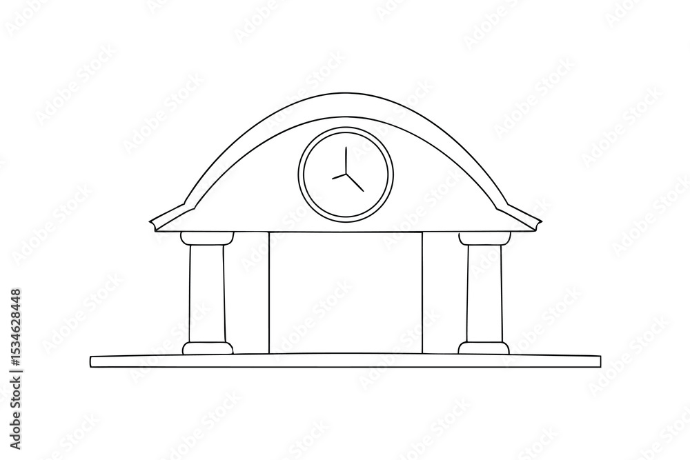Poster simple line drawing of a classical style clock tower