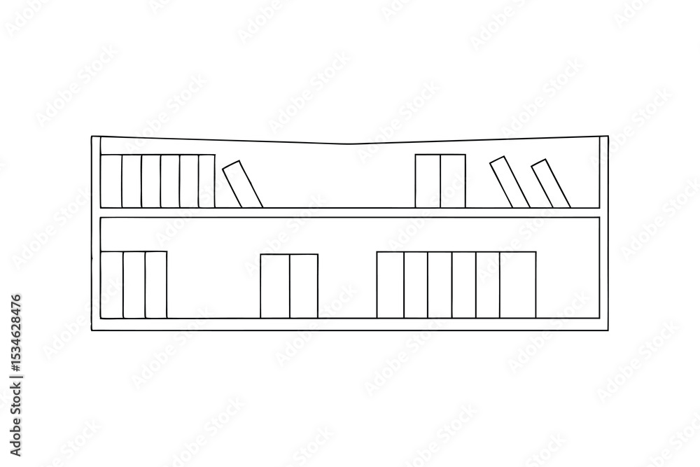 Poster simple line drawing of bookshelf with books