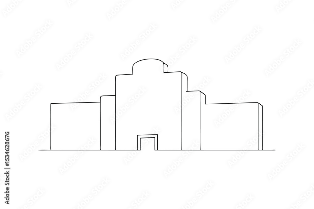Poster simple line drawing of a modern building architecture design