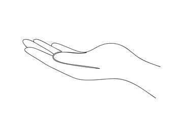 Obraz premium Open hand line art minimalist design giving receiving help support
