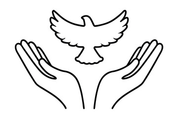 Dove of peace in protective hands symbol of hope and tranquility