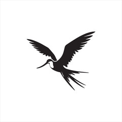 Soaring Frigatebird Silhouette Vector – Majestic Seabird with Inflated Throat Pouch, Long Wingspan, Minimal Black Outline Perfect for Nautical Wildlife Art, Logos, and Decor
