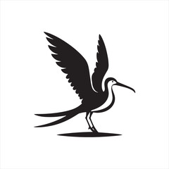 Soaring Frigatebird Silhouette Vector – Majestic Seabird with Inflated Throat Pouch, Long Wingspan, Minimal Black Outline Perfect for Nautical Wildlife Art, Logos, and Decor
