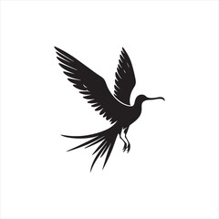 Soaring Frigatebird Silhouette Vector – Majestic Seabird with Inflated Throat Pouch, Long Wingspan, Minimal Black Outline Perfect for Nautical Wildlife Art, Logos, and Decor
