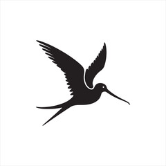 Soaring Frigatebird Silhouette Vector – Majestic Seabird with Inflated Throat Pouch, Long Wingspan, Minimal Black Outline Perfect for Nautical Wildlife Art, Logos, and Decor
