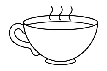 A simple line drawing of a hot cup of tea or coffee